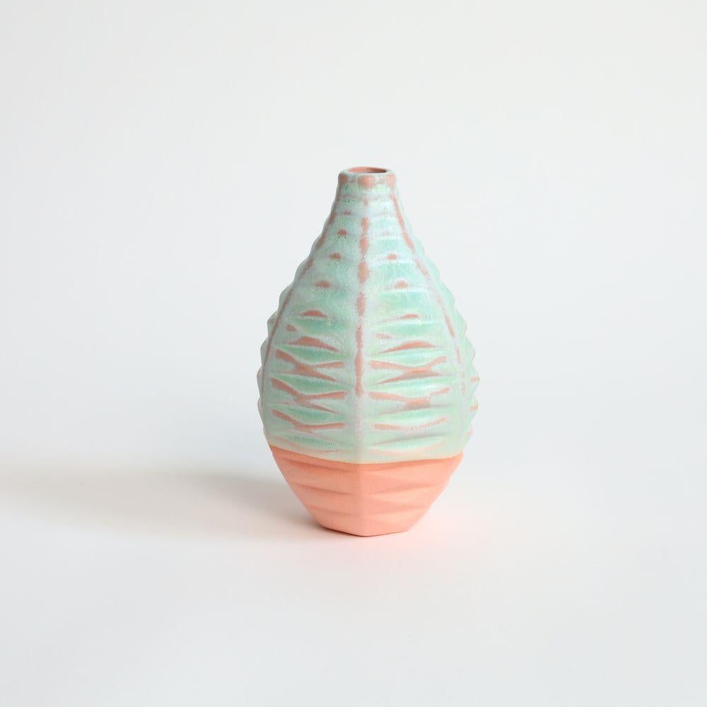 Hand-Crafted Basalt Handcrafted Vase  in Strawberry Pistachio For Sale