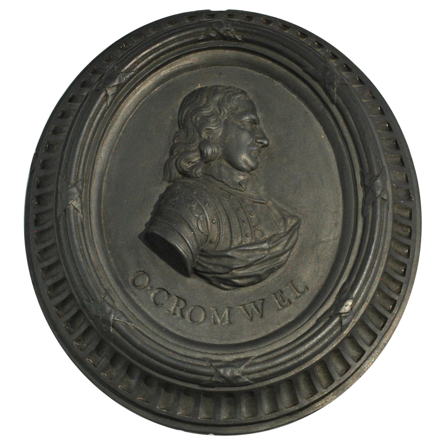 Basalt Portrait Medallion, Oliver Cromwell, Wedgwood, circa 1775
