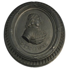 Basalt Portrait Medallion, Oliver Cromwell, Wedgwood, circa 1775