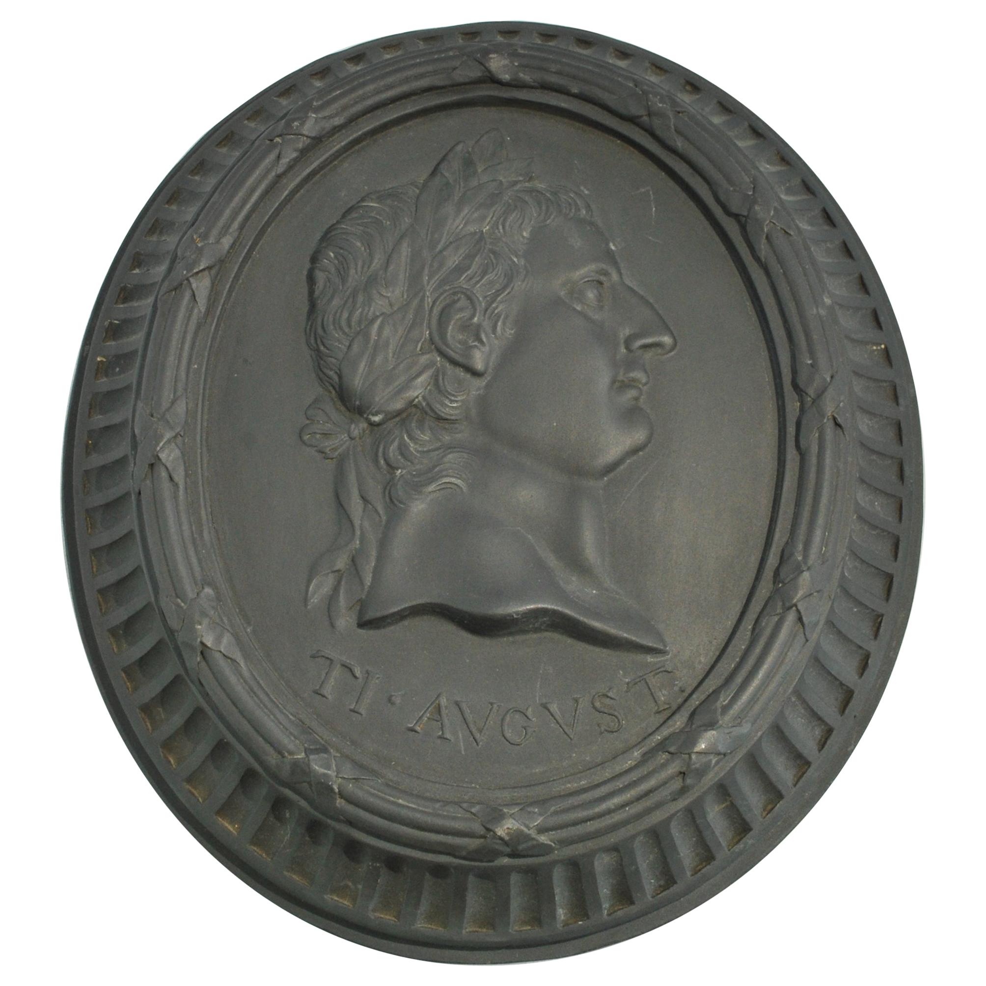 Basalt Portrait Medallion, Tiberius Augustus, Wedgwood, circa 1775