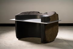Basalt Seat in Washington Black Basalt and Aluminum by Estudio Material