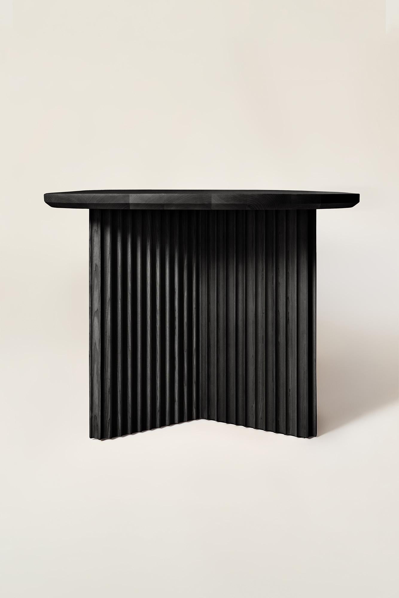 Modern Basalto Solid Wood Table, Ash in Handmade Black Finish, Contemporary For Sale