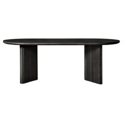 Basalto Solid Wood Table, Ash in Handmade Black Finish, Contemporary