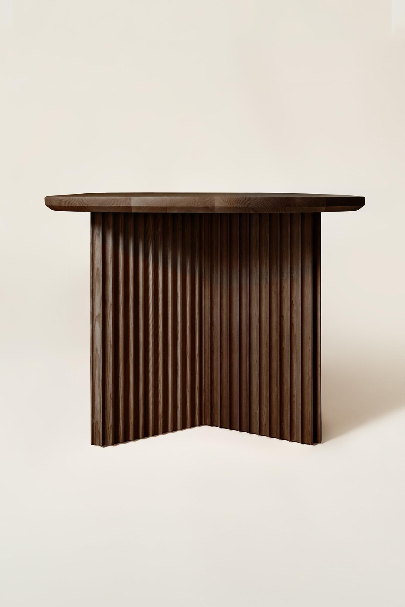 Modern Basalto Solid Wood Table, Ash in Hand-Made Brown Finish, Contemporary For Sale