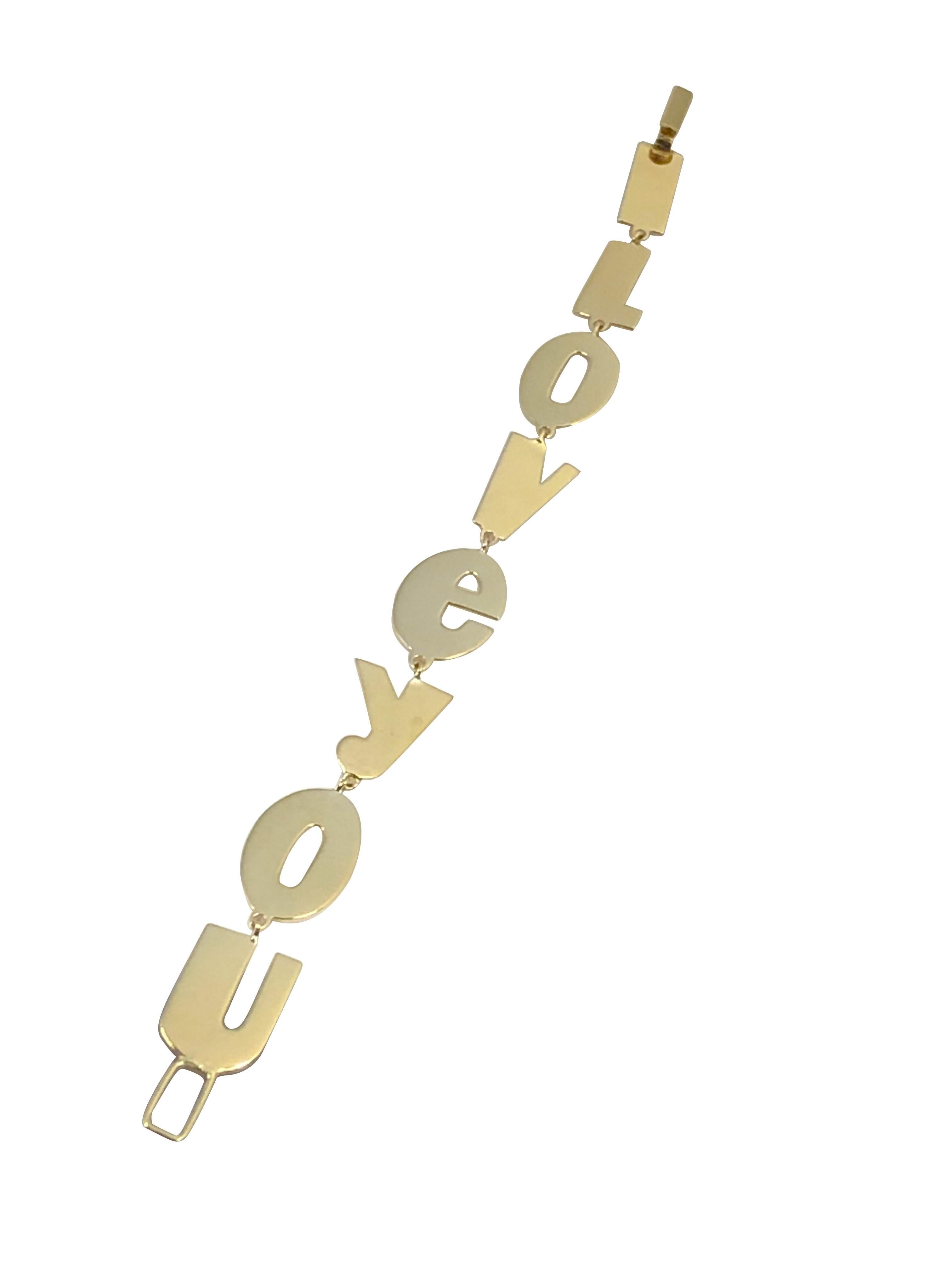 Basch Bracciale I LOVE U in oro giallo 14k In condizioni ottime in vendita a Chicago, IL