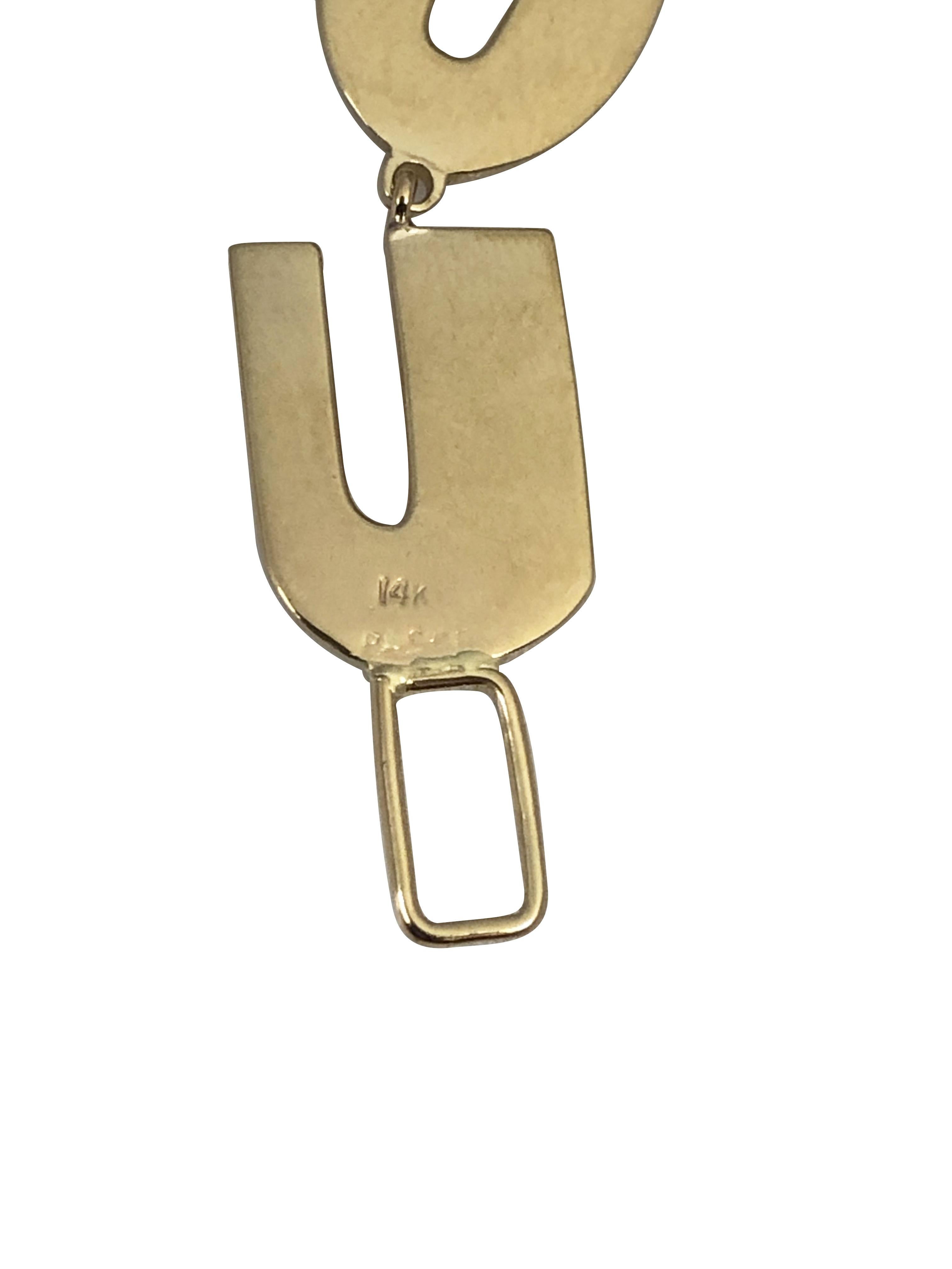 da uomo o donna Basch Bracciale I LOVE U in oro giallo 14k in vendita