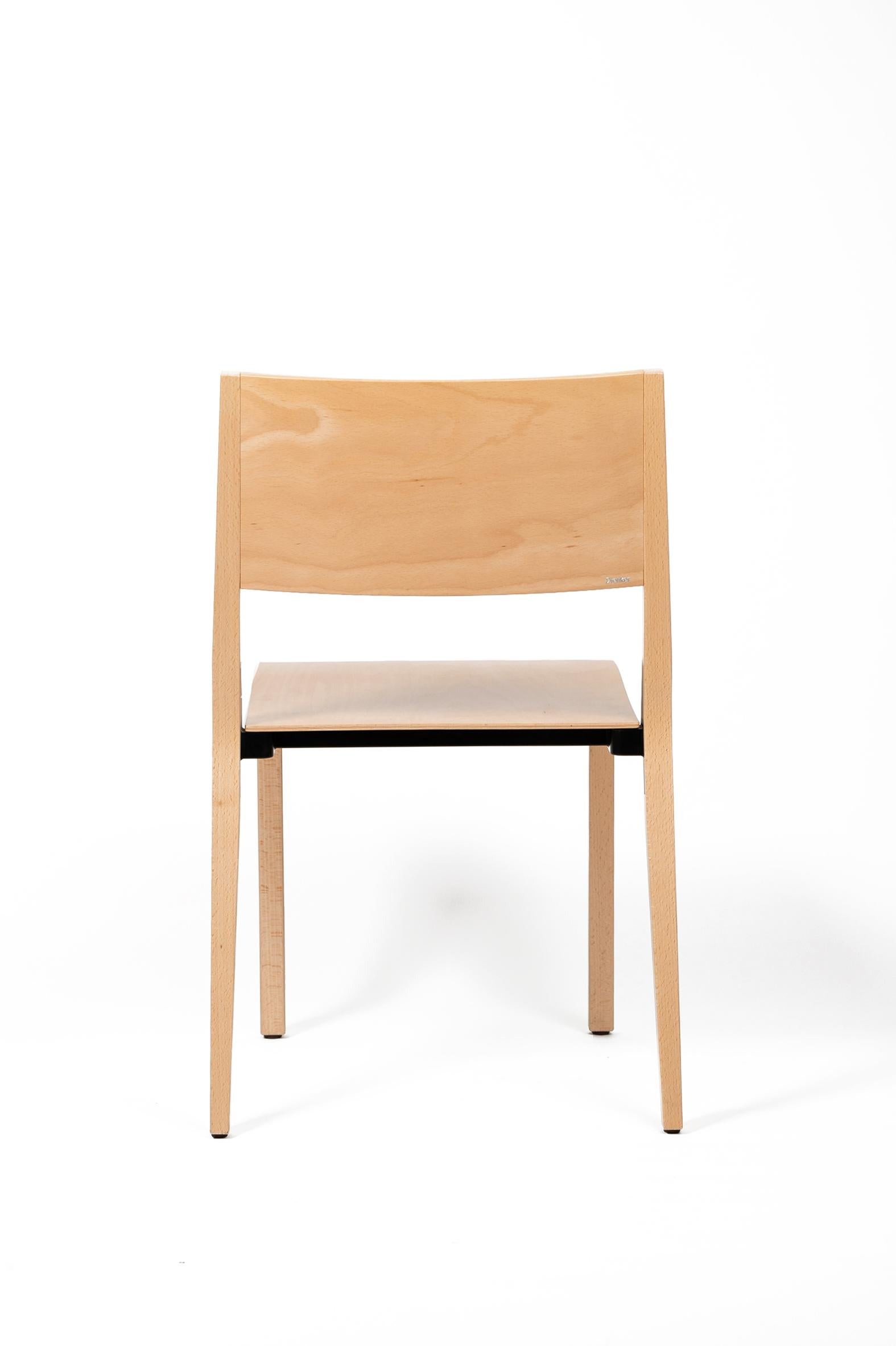 Hungarian Base, 4-Set Dietiker Wood Dining Chair, Natural by Greutmann Bolzern, in Stock
