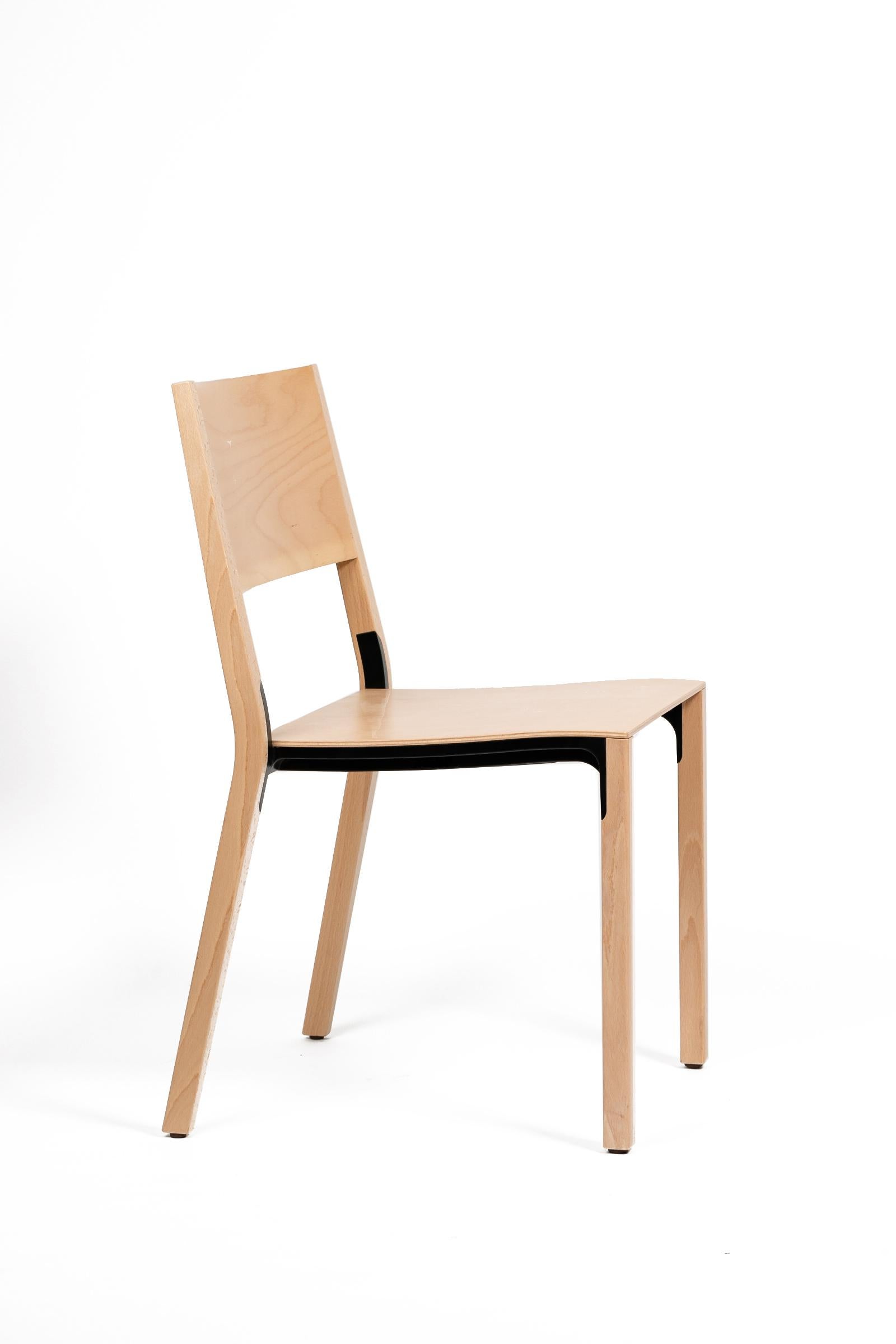 Base, 6-Set Dietiker Wood Dining Chair, Natural by Greutmann Bolzern, in Stock In New Condition In Stein am Rhein, CH