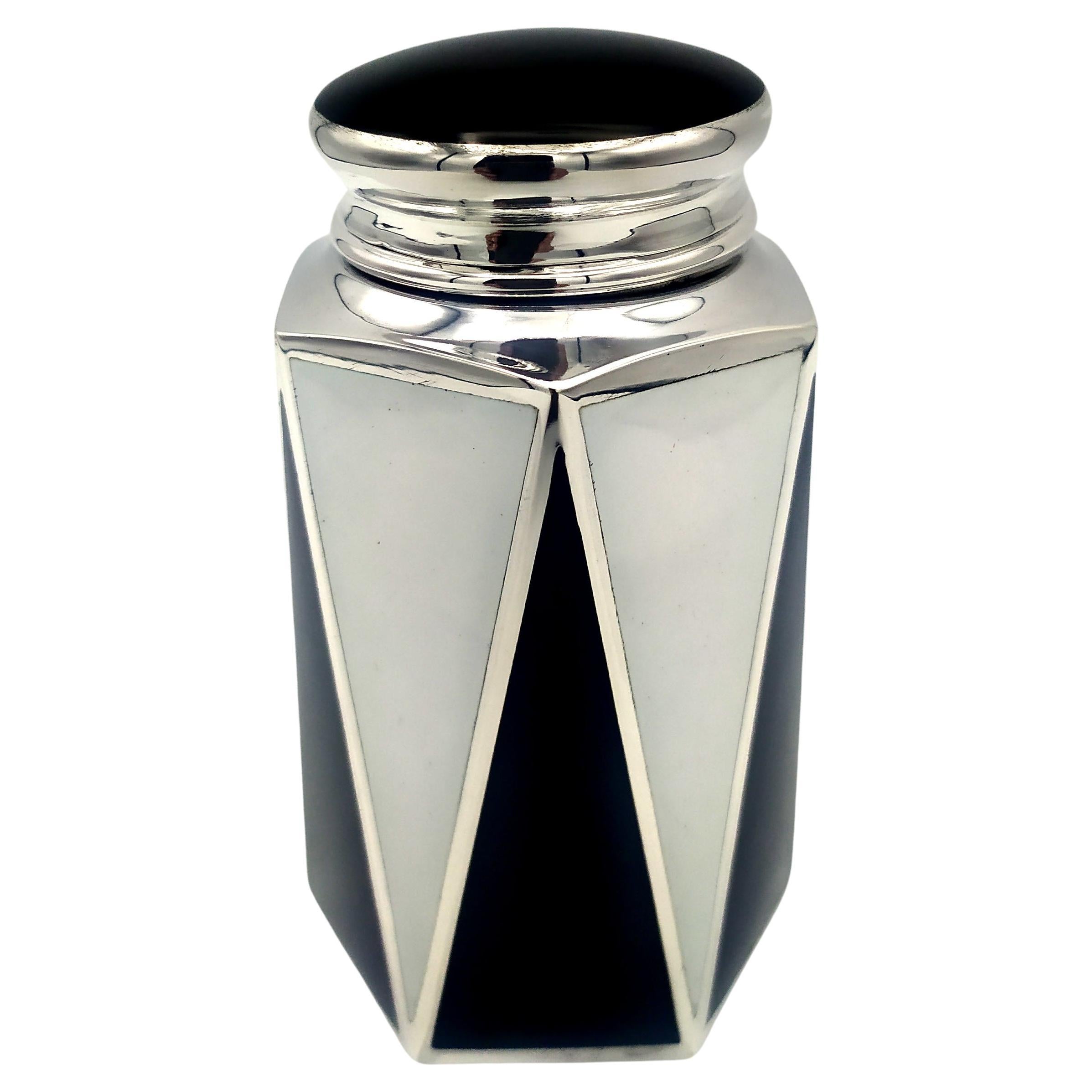 Base Talcum Powder Holder Black and White Art Deco 925 Salimbeni. For Sale