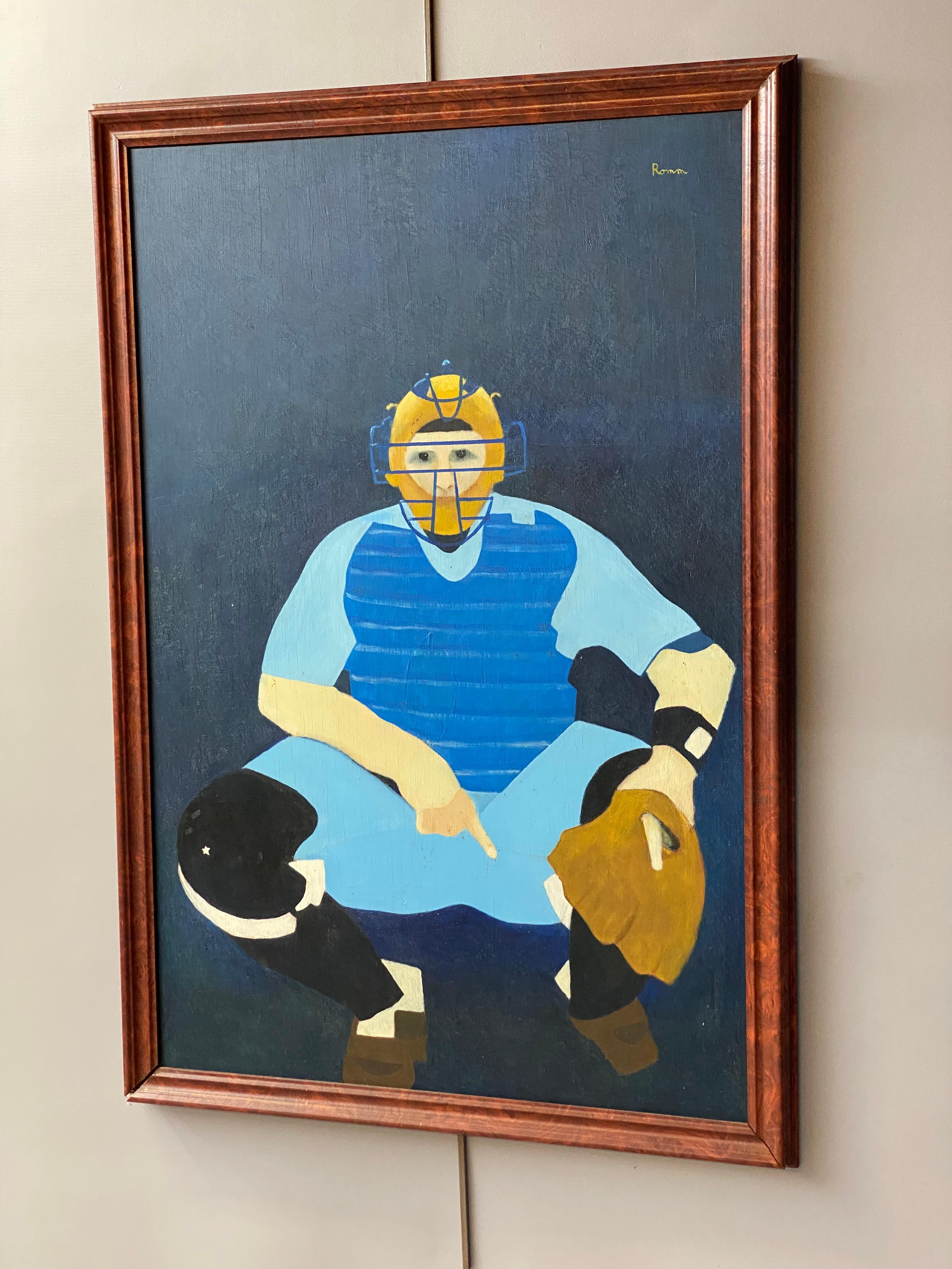 Sporting Art Baseball Catcher Painting by Floss Romm Dworkin