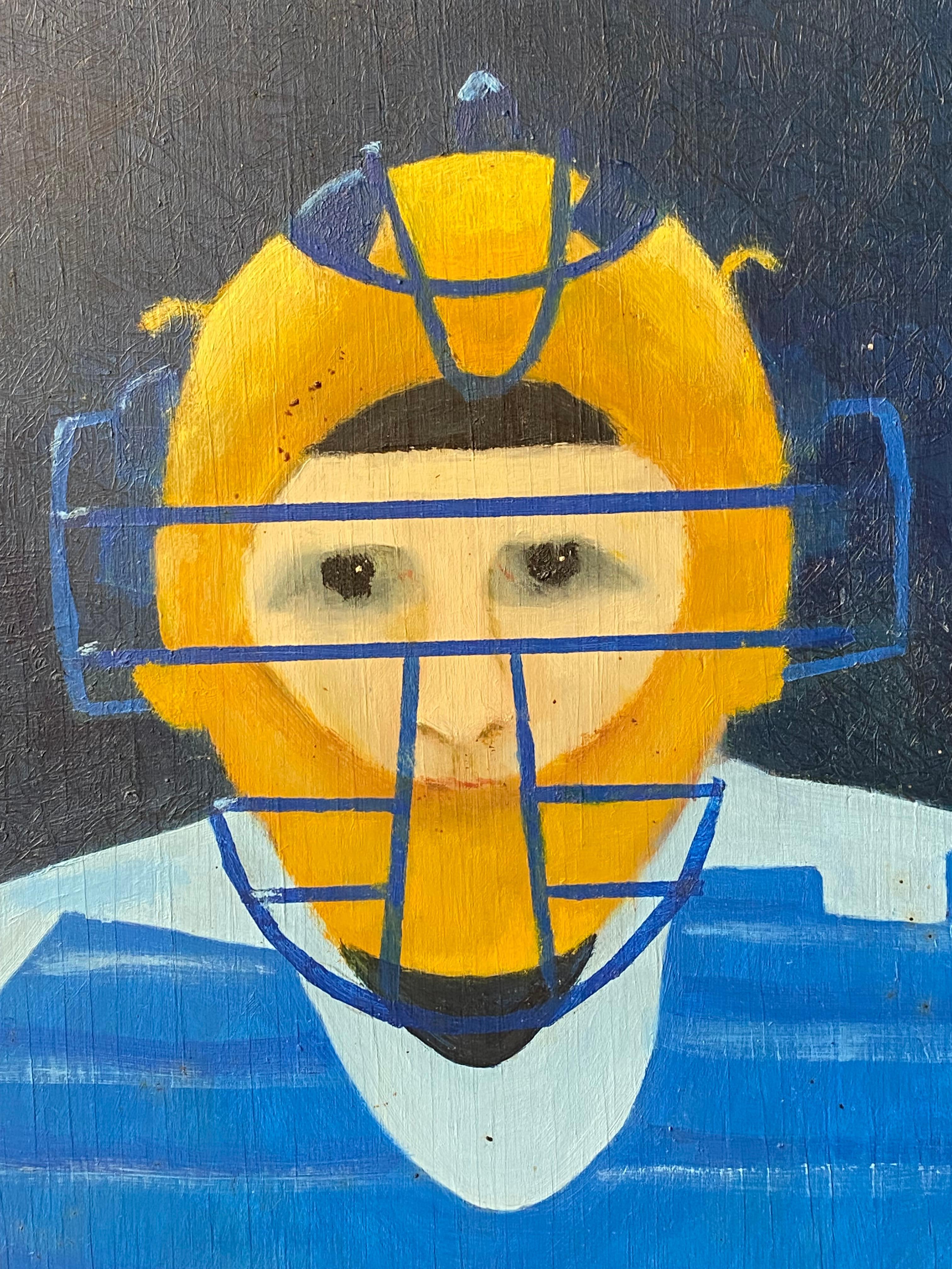 American Baseball Catcher Painting by Floss Romm Dworkin