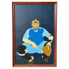 Baseball Catcher Painting by Floss Romm Dworkin