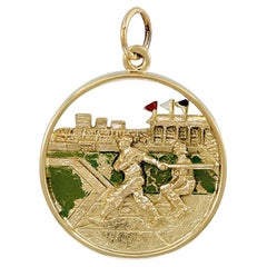 Baseball Enamel & Gold Charm Pendant