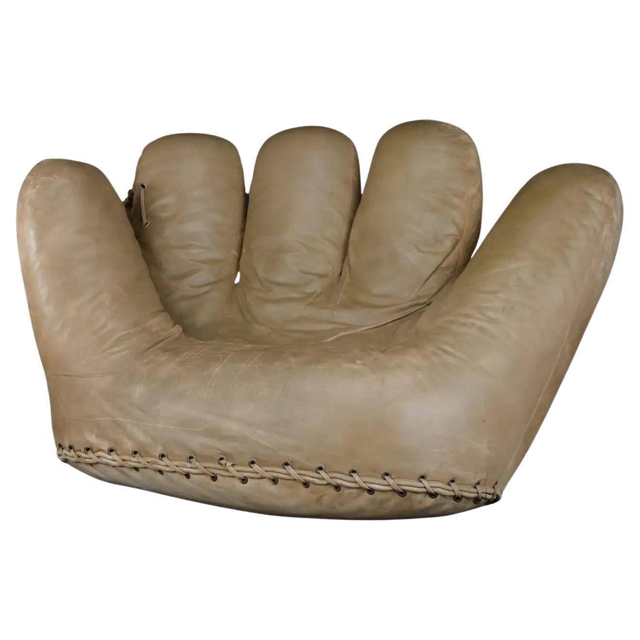 Large Leather Baseball Glove Sofa for Poltronova, 1970s For Sale at