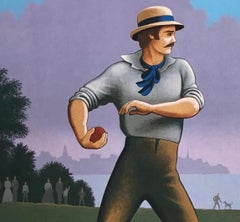 Baseball in the 1850s, Original Painting by Lynn Curlee