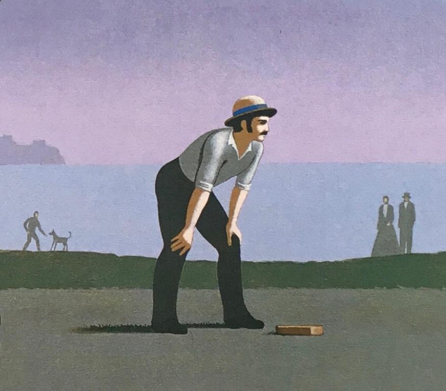 Baseball in den 1850er Jahren, Originalgemälde von Lynn Curlee (Moderne) im Angebot
