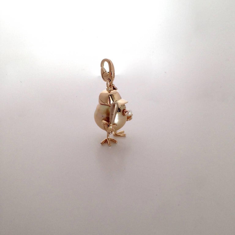 Baseball Player Chick Black Diamond Gold Pearl Charm and Pendant