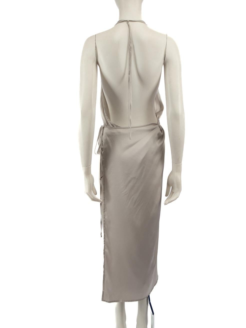 Beige Baserange Grey Halter Neck Wrap Dress Size S