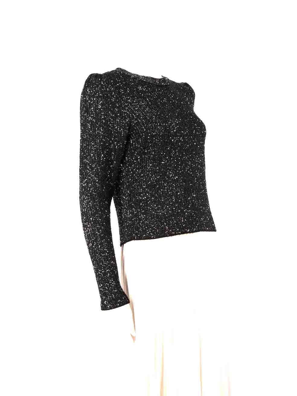 CONDITION is Never worn, with tags. No visible wear to jumper is evident on this new ba&sh designer resale item.
 
 
 
 Details
 
 
 Black
 
 Viscose
 
 Knit jumper
 
 Sequinned
 
 Round neck
 
 Long sleeves
 
 
 
 
 
 Made in Italy
 
 
 
