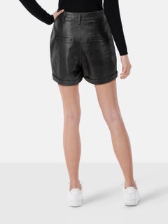 ba&sh Black Leather High Rise Ulric Shorts Size S