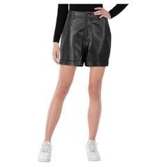 ba&sh Black Leather High Rise Ulric Shorts Size S