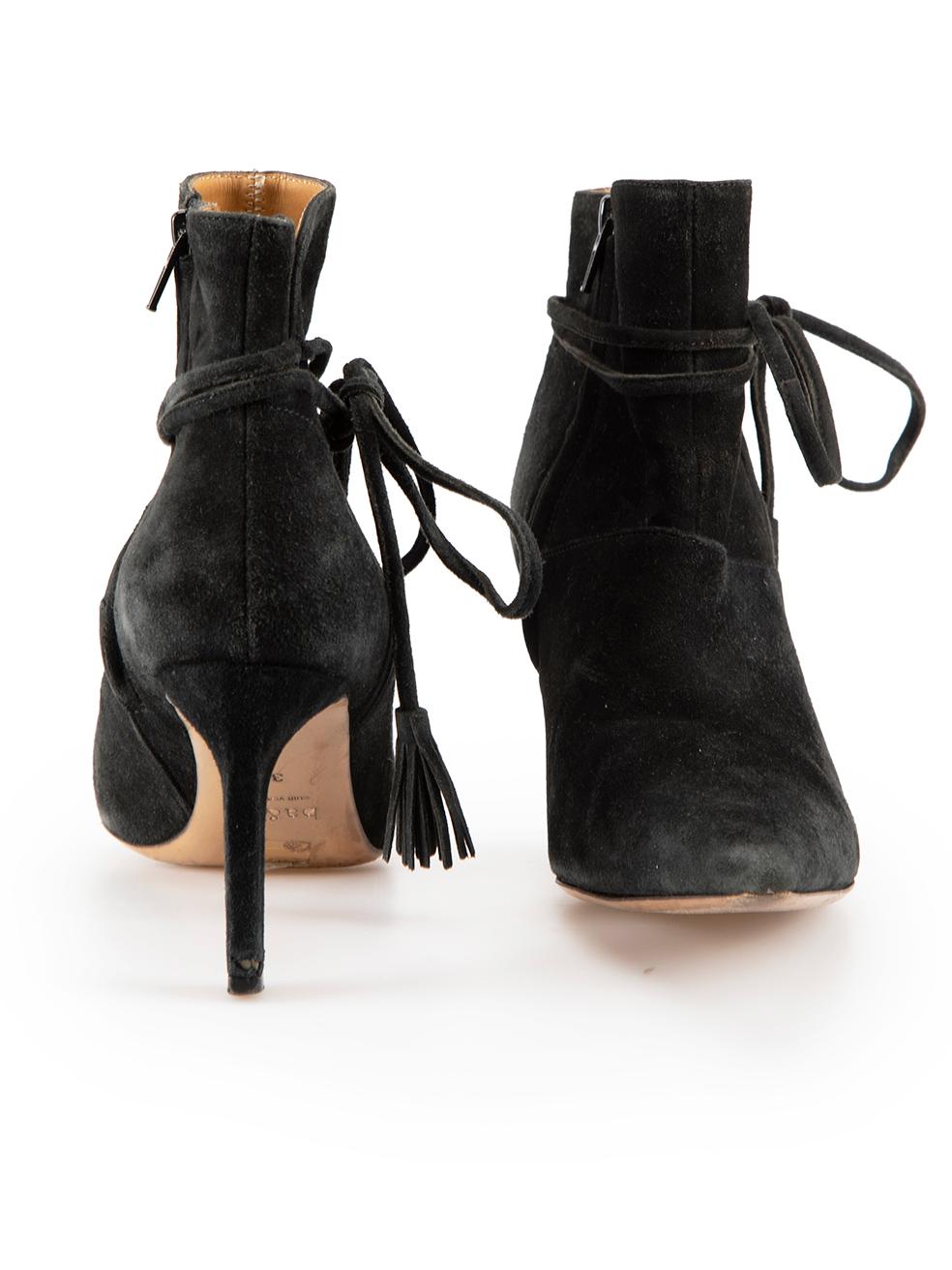 ba&sh Black Suede Point Toe Ankle Boots Size IT 37 In Good Condition For Sale In London, GB