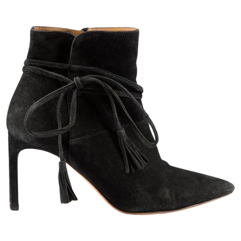 ba&sh Black Suede Point Toe Ankle Boots Size IT 37 For Sale
