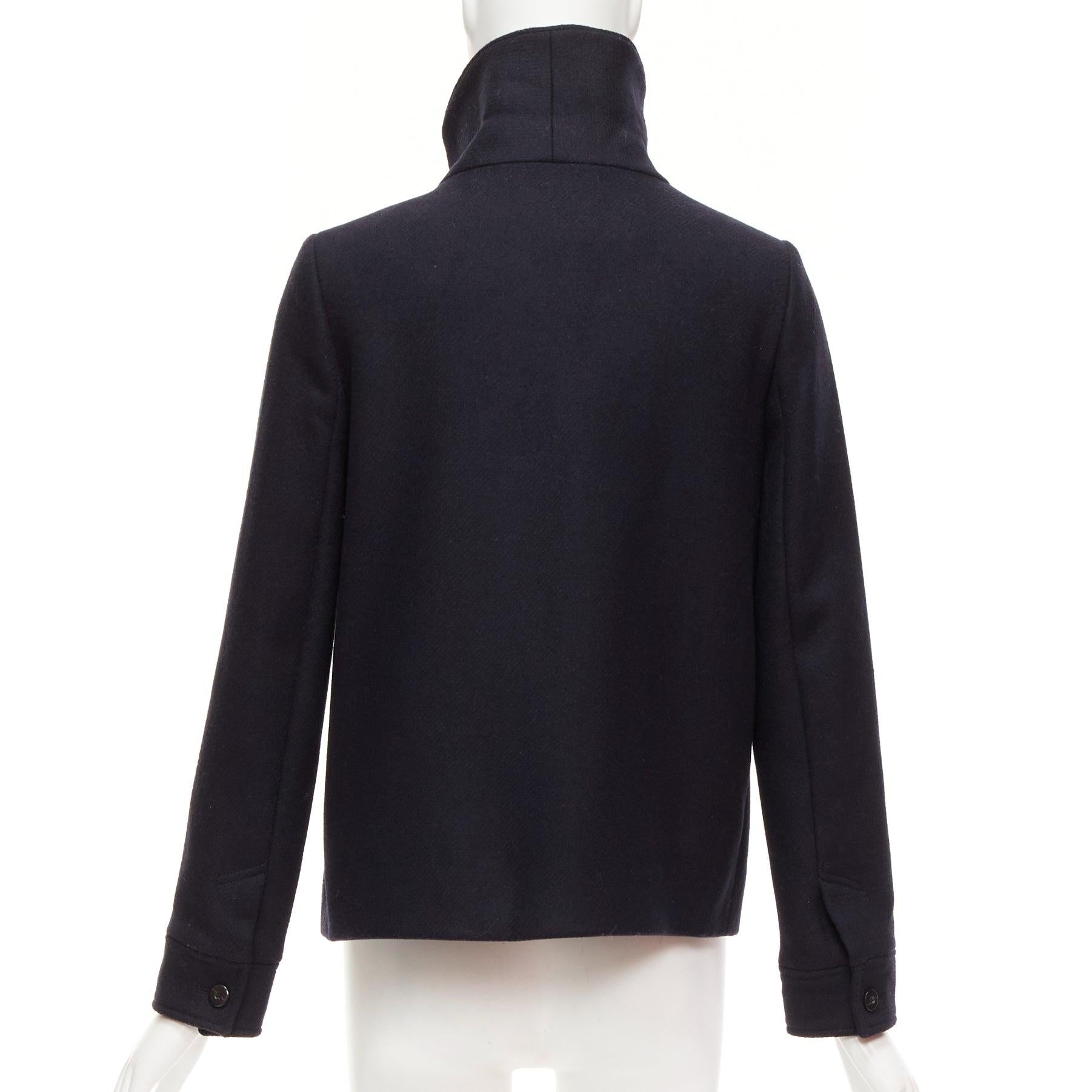 BA&SH abrigo corto negro de lana con cuello chal y cierre lateral S1 S en venta 1