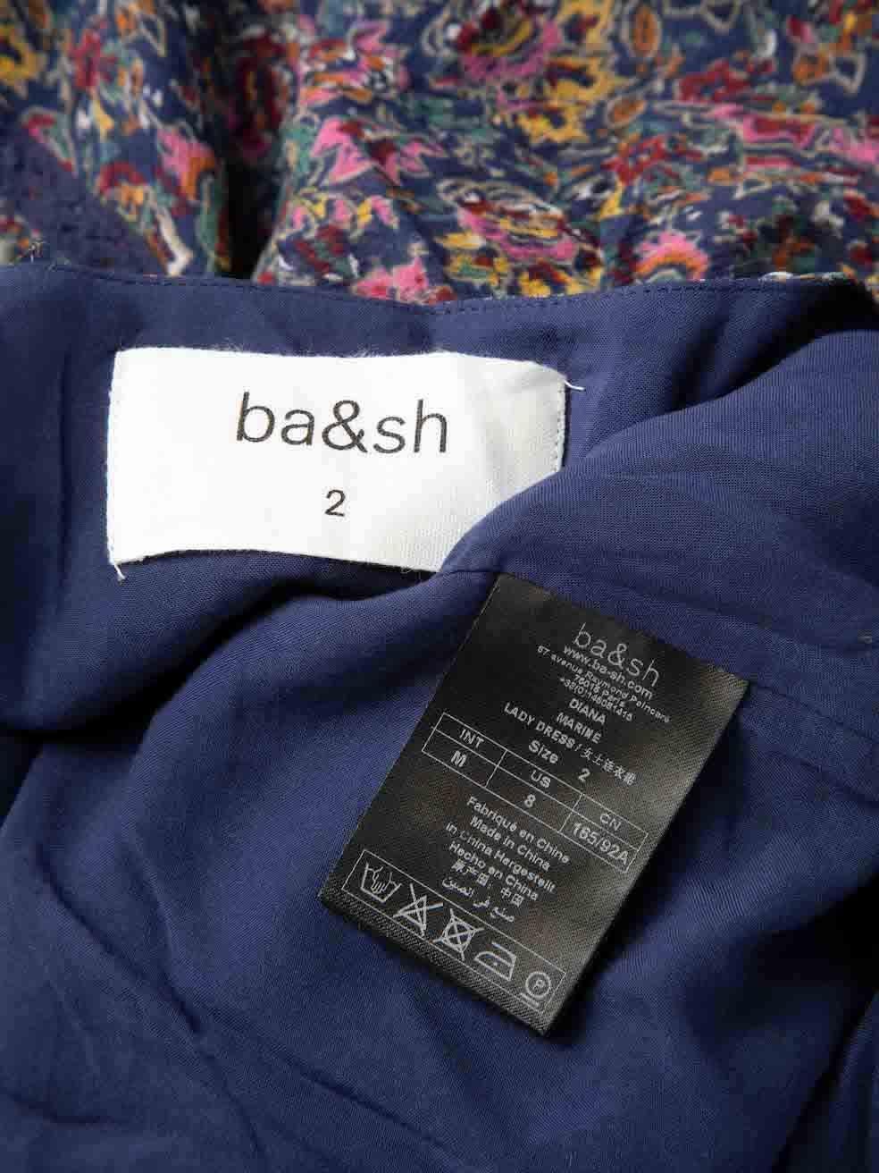 ba&sh Blue Floral Print V-Neck Midi Dress Size M For Sale 3