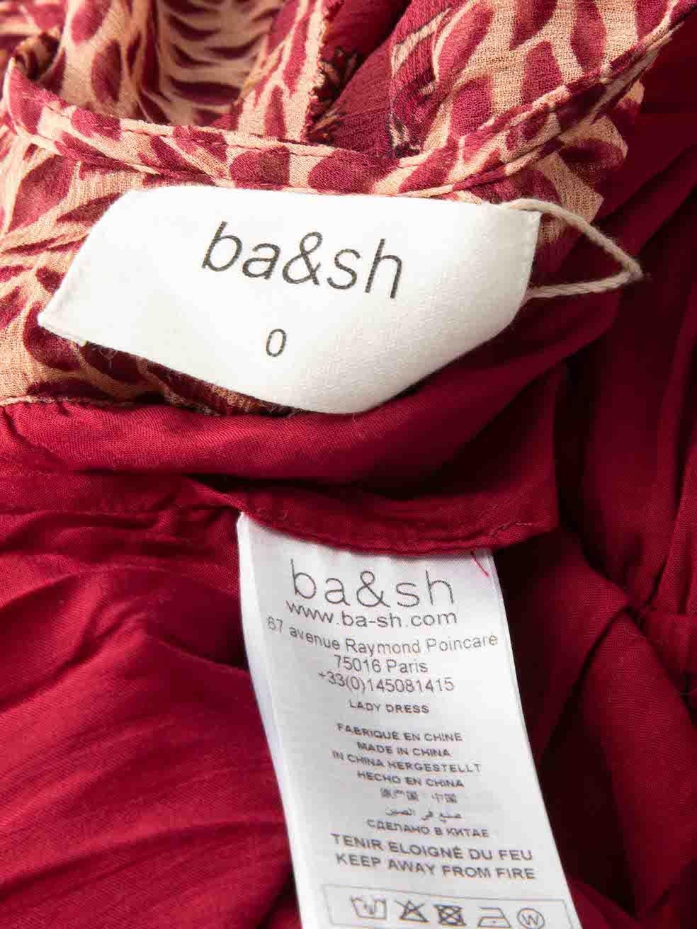 Women's ba&sh Burgundy Printed V-Neck Dress Size XS