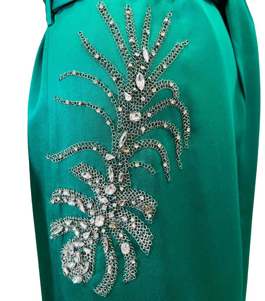 BA&SH Chain & Crystal Embellished Satin Wrap Dress For Sale 1