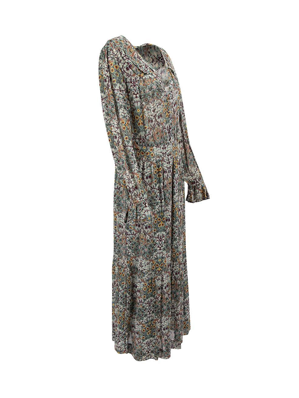 CONDITION is Never worn, with tags. No visible wear to dress is evident on this new ba&sh designer resale item.
 
 Details
 Multicoloured
 Viscose
 Maxi dress
 Loose fit
 V neck
 Long sleeve
 Side zipper fastening
 
 
 Made in India
 
 Composition
