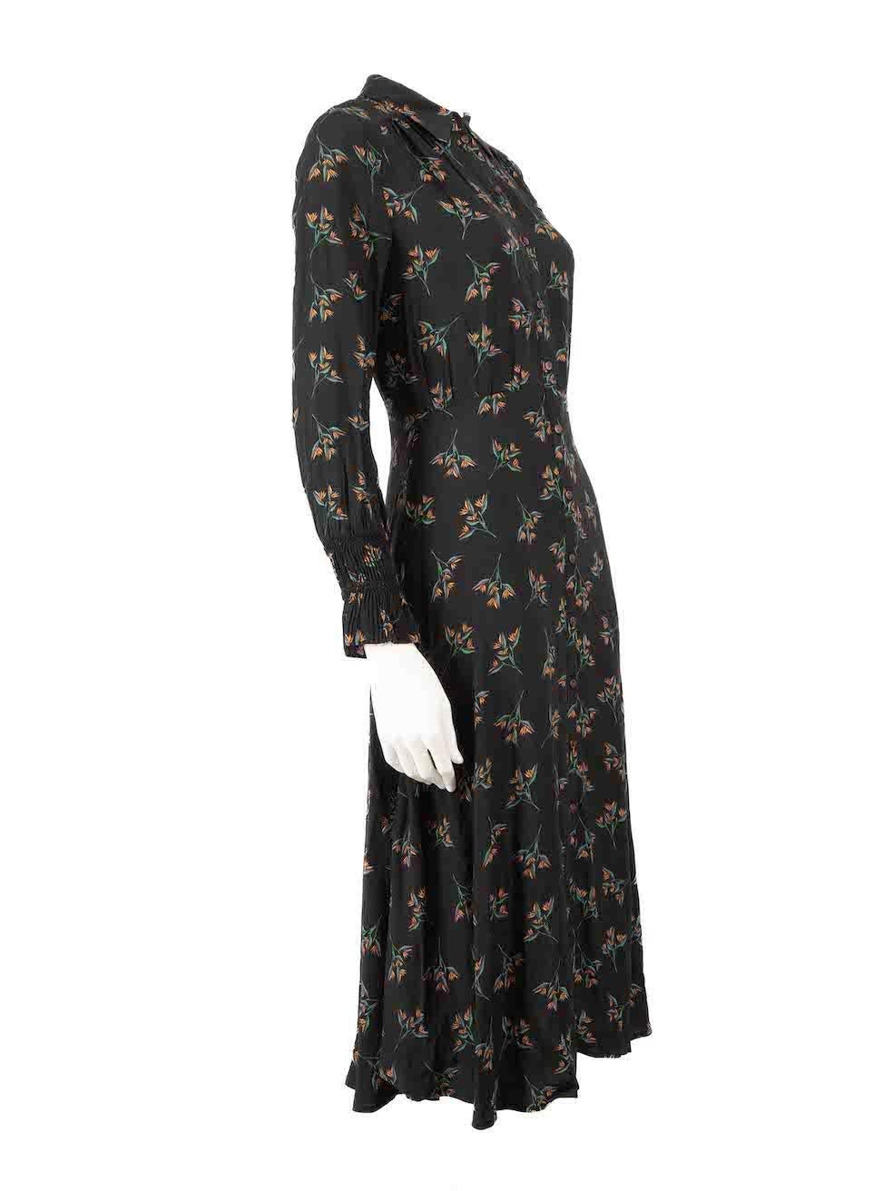 CONDITION is Very good. Hardly any visible wear to dress is evident on this used ba&sh designer resale item.
 
 
 
 Details
 
 
 Multicolour- black tone
 
 Viscose
 
 Dress
 
 Floral print
 
 Midi
 
 Long sleeves
 
 Button up fastening
 
