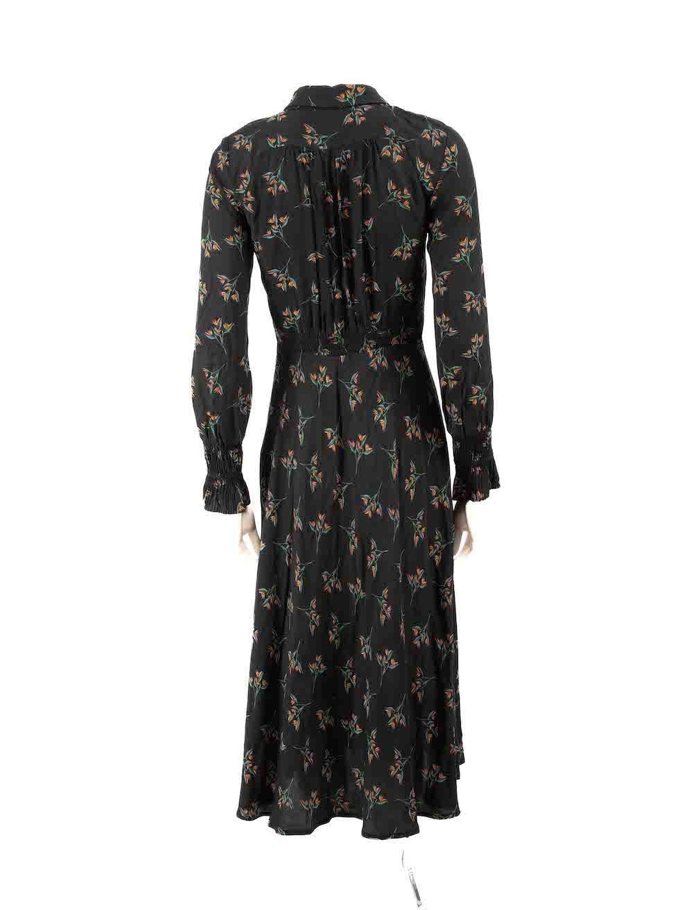 Black ba&sh Floral Print Midi Button Up Dress Size XS