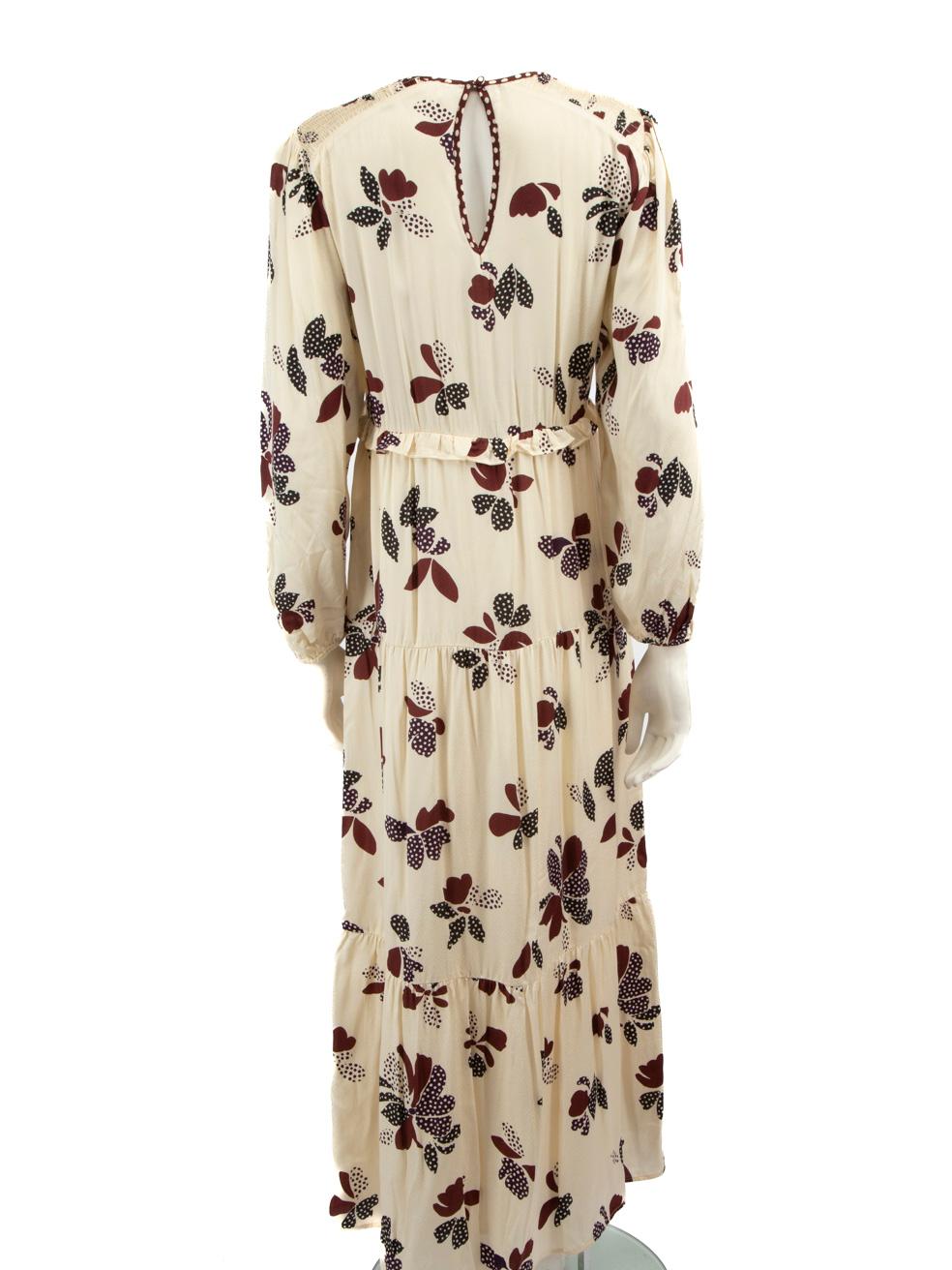 Beige Robe à volants à imprimé floral bretelles ba&sh, taille M en vente