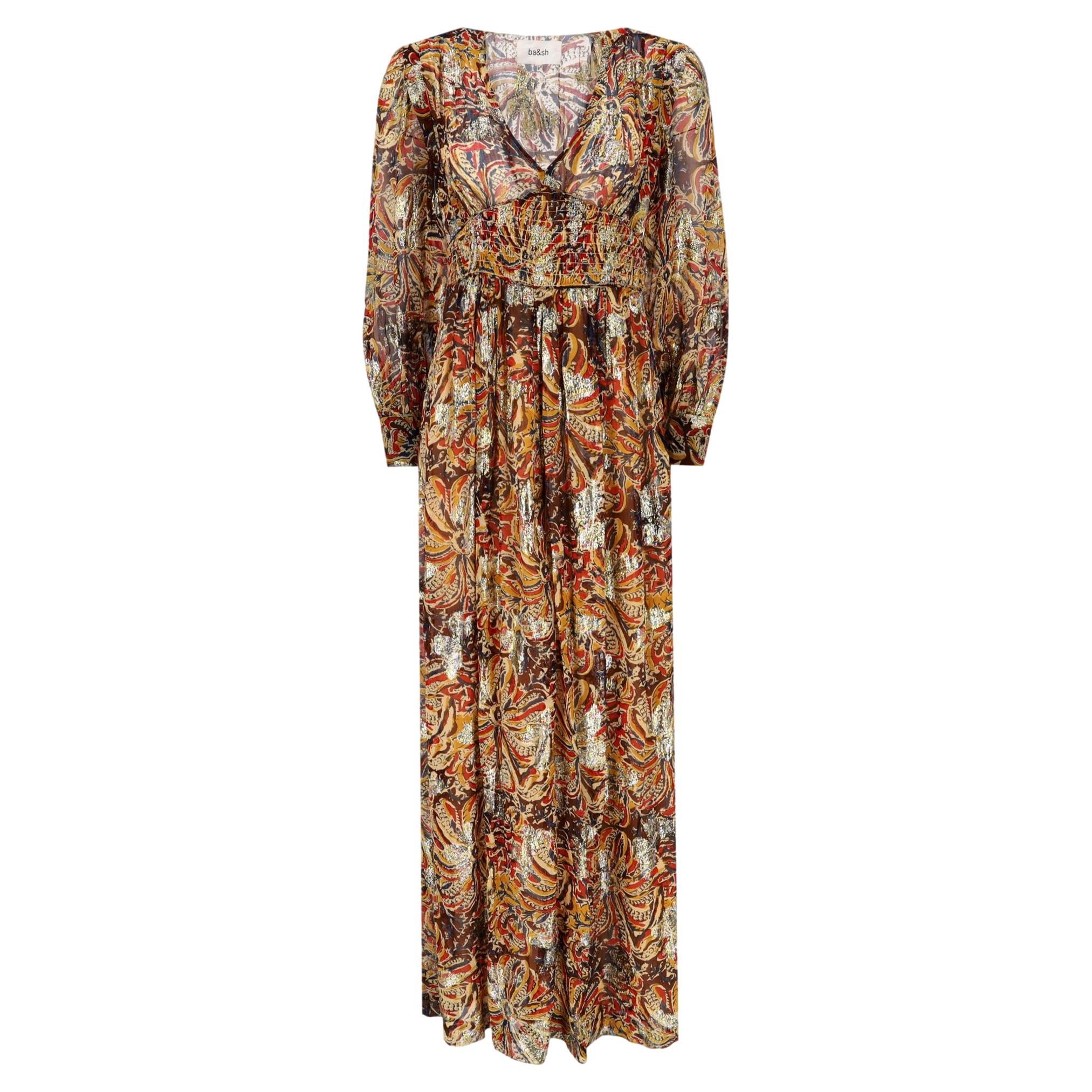 BA-AS Robe longue en crêpe Georgette métallisé