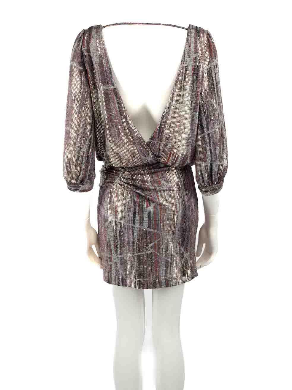 ba&sh Metallic Foiled Open Back Mini Dress Size S In Excellent Condition For Sale In London, GB