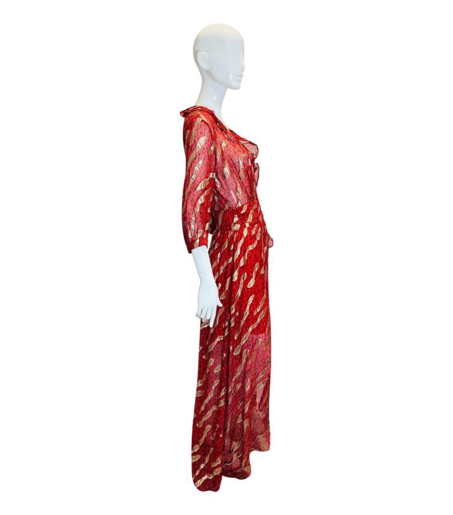 BA&SH Metallic Print Silk Maxi Dress In Good Condition For Sale In London, GB