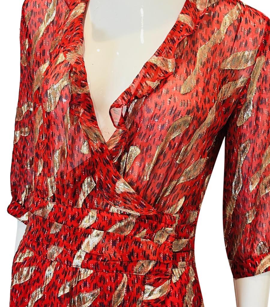 BA&SH Metallic Print Silk Maxi Dress For Sale 1