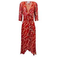 BA&SH Metallic Print Silk Maxi Dress