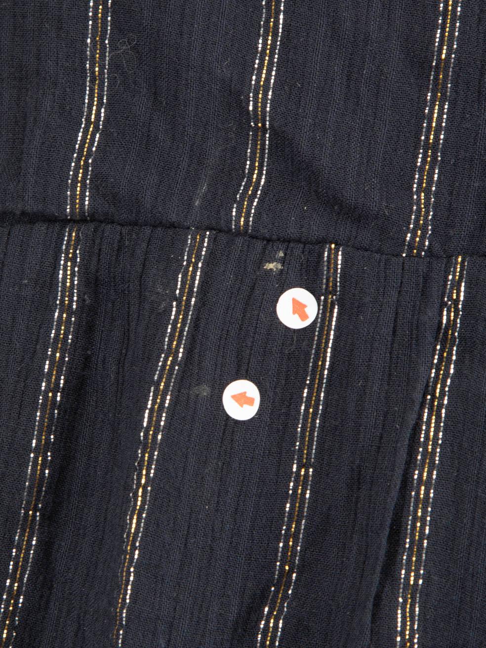 ba&sh Marineblaues Metallic-Streifen-Knielanges Kleid Größe M im Angebot 1