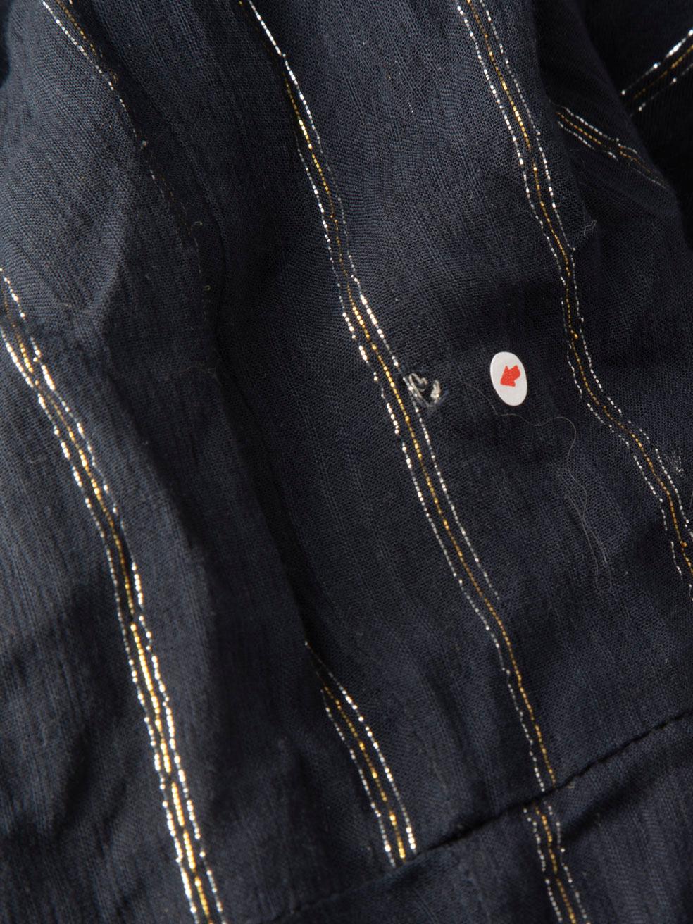 ba&sh Marineblaues Metallic-Streifen-Knielanges Kleid Größe M im Angebot 3