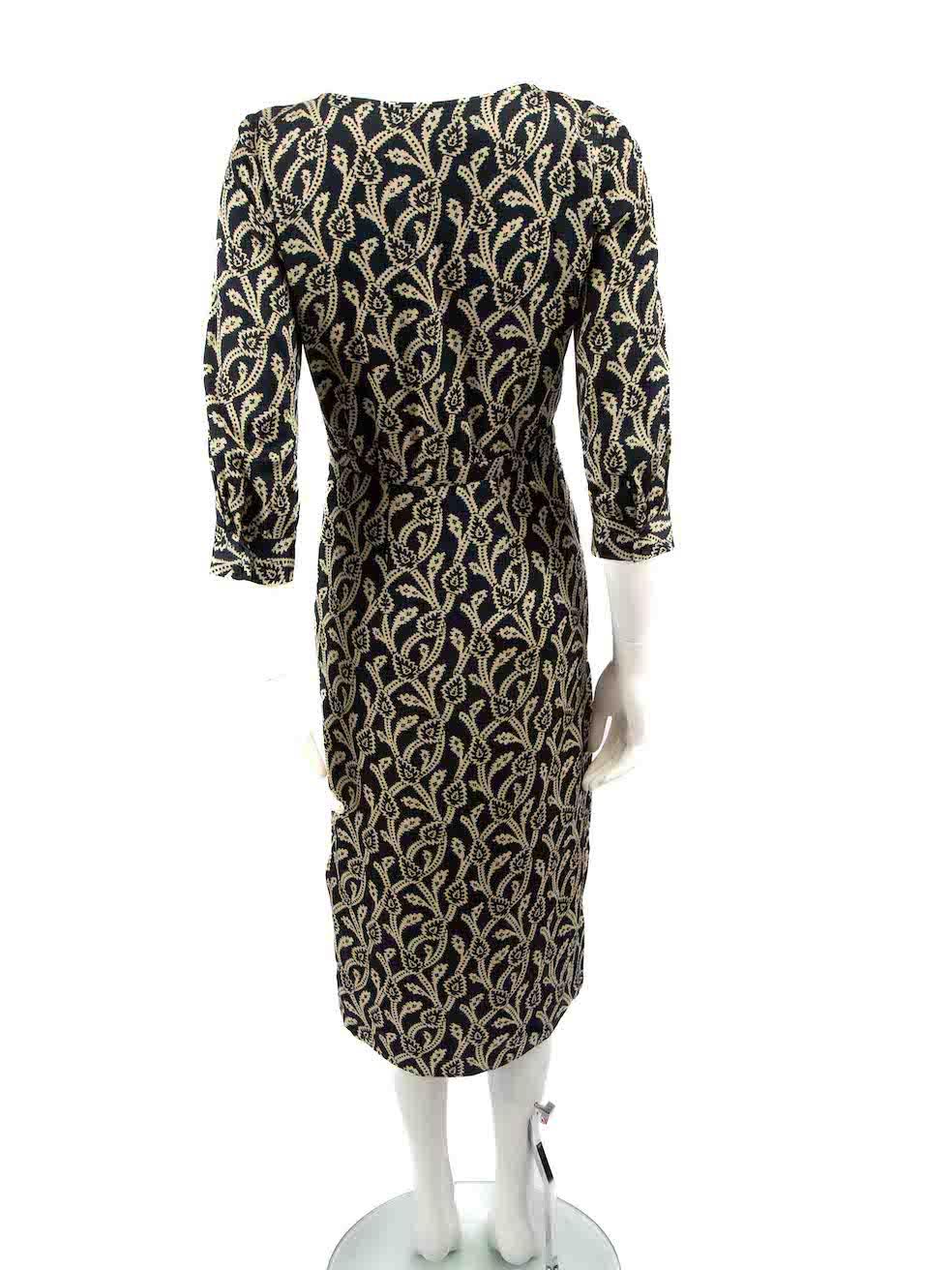 ba&sh Navy Patterned Midi Dress Size XS In Good Condition For Sale In London, GB