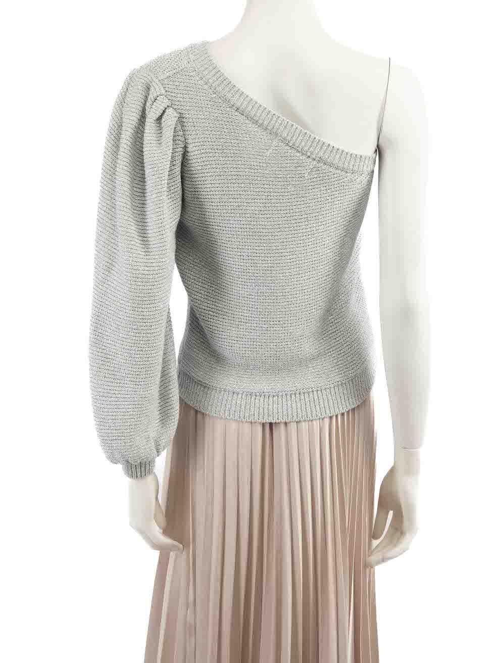 ba&sh Silver One-Shoulder Glitter Accent Knit Jumper Size XS In Good Condition For Sale In London, GB