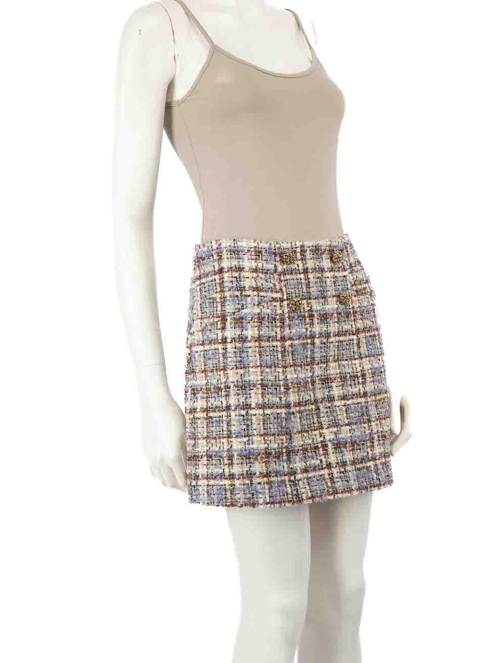 CONDITION is Very good. Hardly any visible wear to skirt is evident on this used BA&SH designer resale item.
 
 
 
 Details
 
 
 Multicolour- blue tone
 
 Polyester
 
 Skirt
 
 A-line
 
 Mini
 
 Tartan pattern
 
 Front gold button detail
 
 Back zip