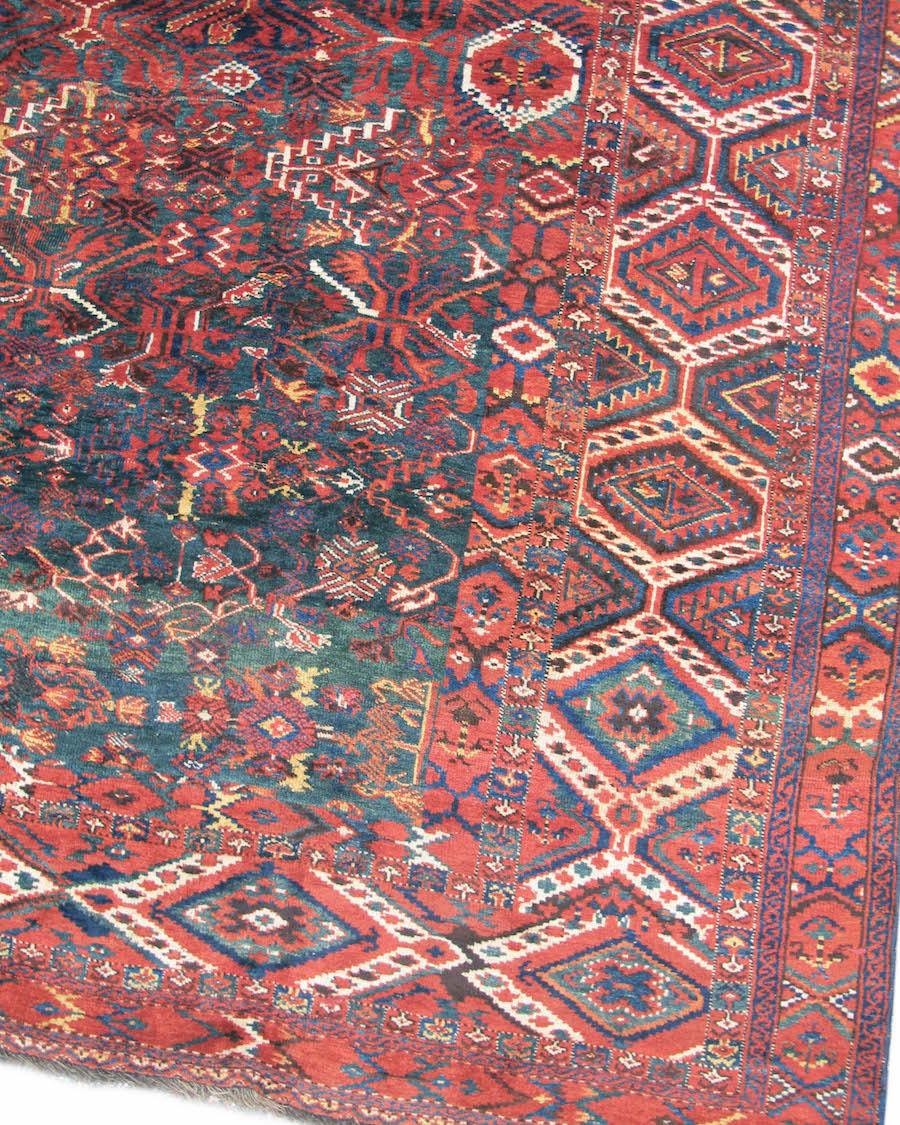 Antique Bashir Rug, Mid-19th Century

The term Bashir refers to a group of rugs woven mainly by settled Turkmen weavers in the territory of what is now Uzbekistan. These pieces are known for their blending of traditional Turkmen weaving traditions,