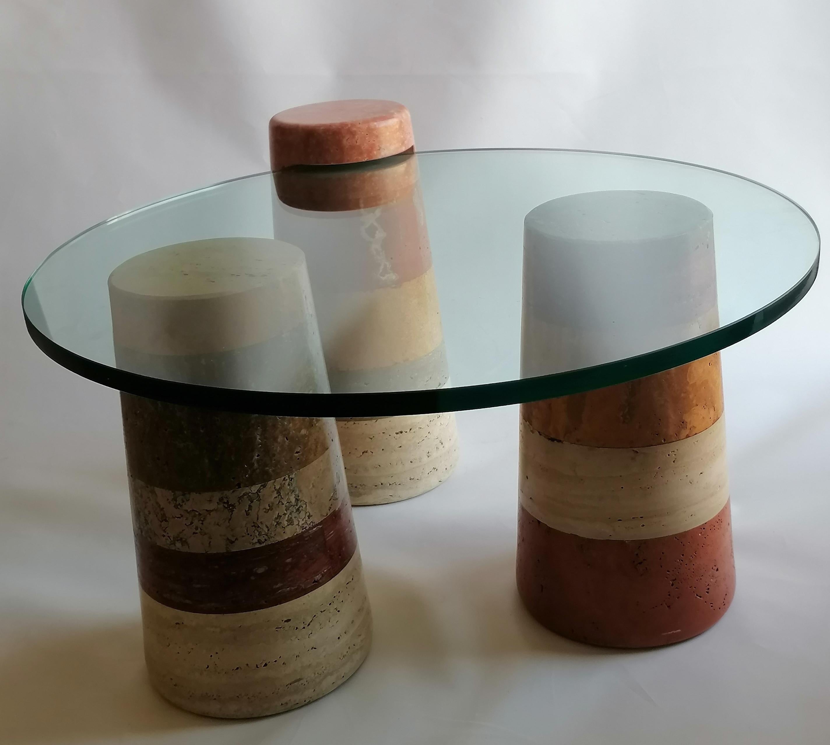 Arts and Crafts Basi tavolo basso original in travertini vari colore -made in Italy en vente