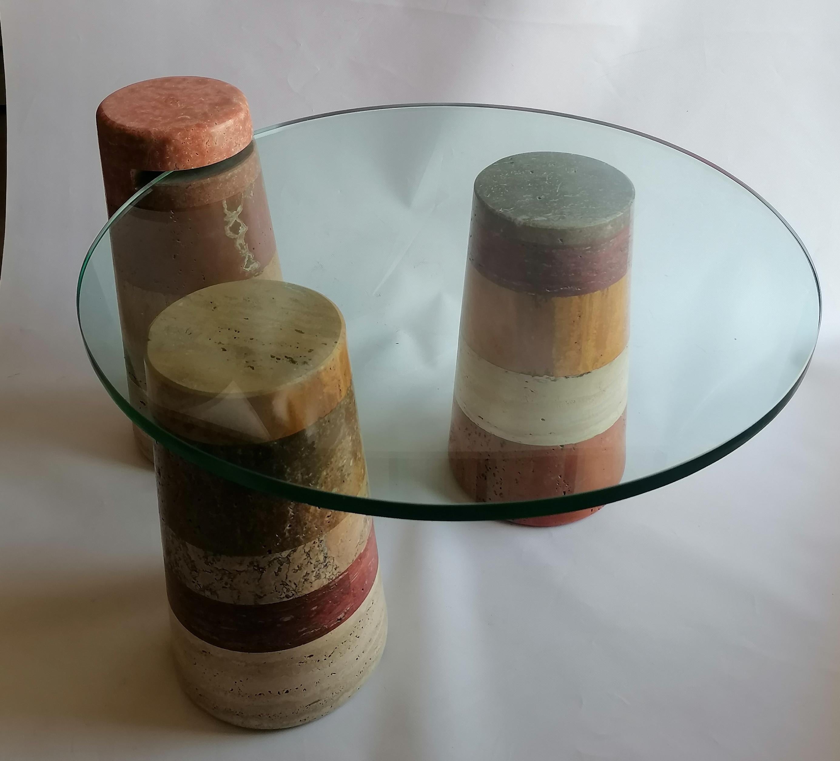 Fait main Basi tavolo basso original in travertini vari colore -made in Italy en vente