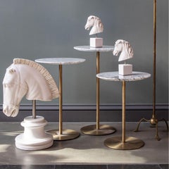 Basic Brass Coated Metal & Carrara White Marble Side Table 'Medium'