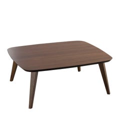 Basic Coffee Table, Square, Wooden Top with Walnut Veneer, Solid Beechwood Legs